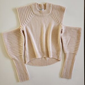 Favola Cream Sweater with Cut-Out Sleeves